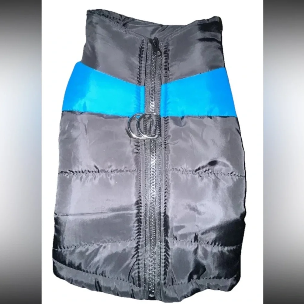 Puffer Dog Coat Black & Blue Medium NWOT